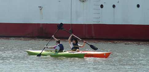 Kayakers enjoy a free trip on the Delaware during the 2014 Pa. Coast Day Celebration. Credit: Partnership for the Delaware Estuary.