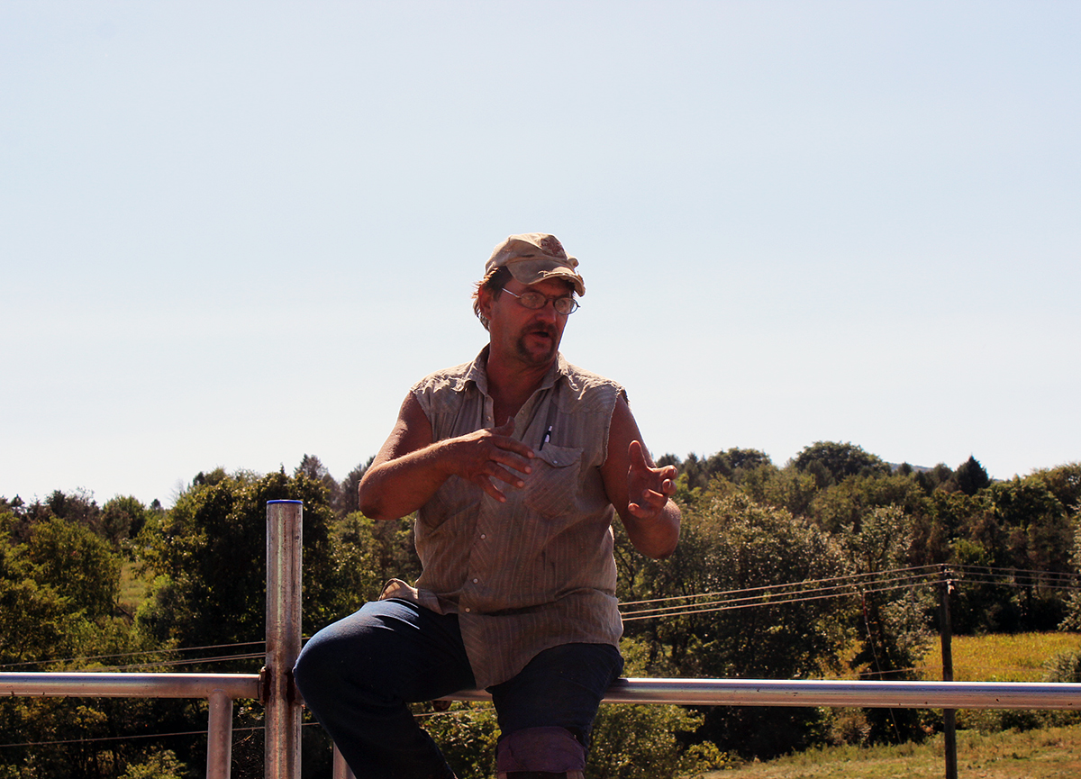 David Rice tells members of the Philadelphia Water Dept. that, without grant support, his farm wouldn’t have built special buildings, manure pits and surfaces that keep agricultural runoff out of a nearby Schuylkill River tributary.